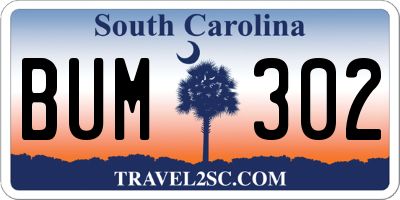 SC license plate BUM302