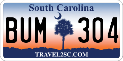SC license plate BUM304