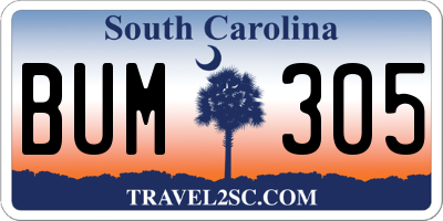 SC license plate BUM305