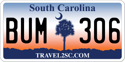 SC license plate BUM306