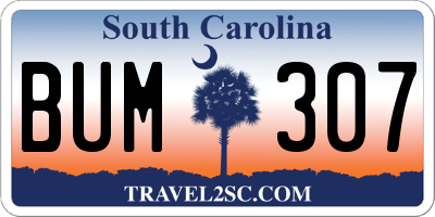 SC license plate BUM307