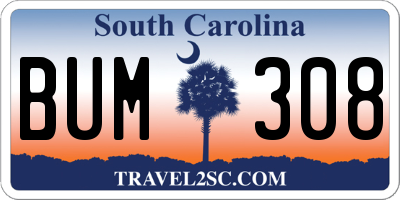 SC license plate BUM308
