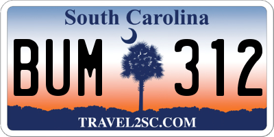 SC license plate BUM312