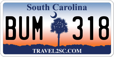 SC license plate BUM318