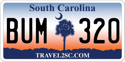 SC license plate BUM320