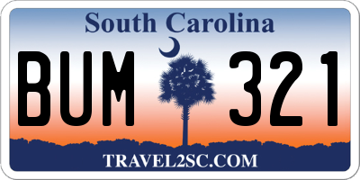 SC license plate BUM321