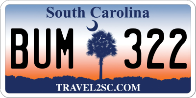 SC license plate BUM322