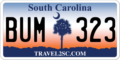 SC license plate BUM323