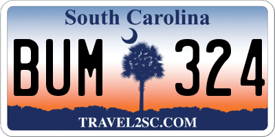 SC license plate BUM324