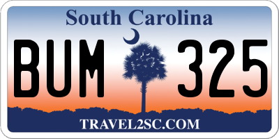 SC license plate BUM325