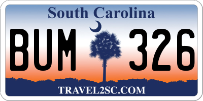 SC license plate BUM326