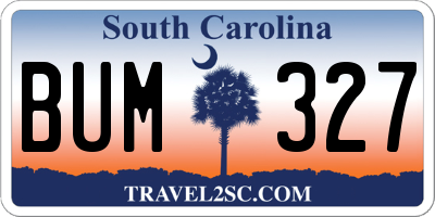 SC license plate BUM327