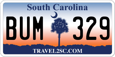 SC license plate BUM329
