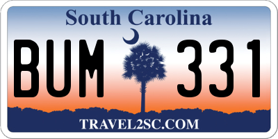 SC license plate BUM331