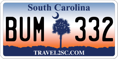 SC license plate BUM332