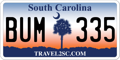 SC license plate BUM335