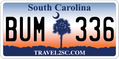 SC license plate BUM336