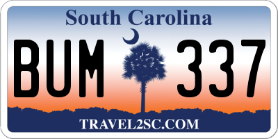 SC license plate BUM337