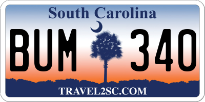 SC license plate BUM340