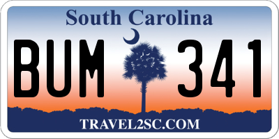 SC license plate BUM341