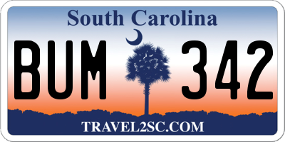 SC license plate BUM342