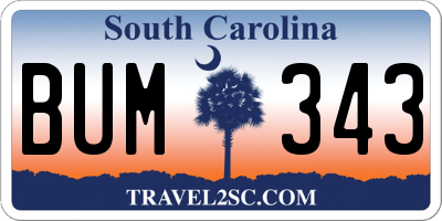 SC license plate BUM343