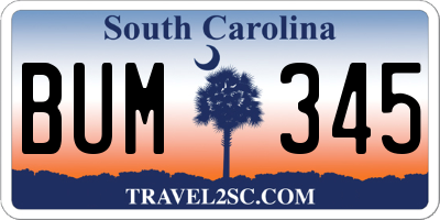 SC license plate BUM345