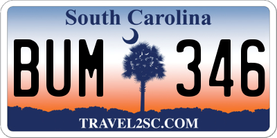 SC license plate BUM346