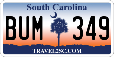 SC license plate BUM349