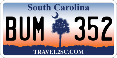 SC license plate BUM352