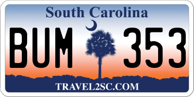 SC license plate BUM353
