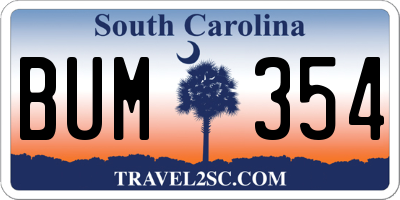 SC license plate BUM354