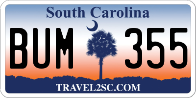 SC license plate BUM355