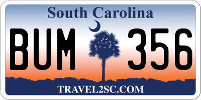 SC license plate BUM356