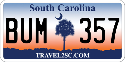 SC license plate BUM357