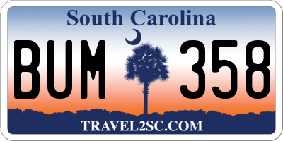 SC license plate BUM358