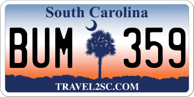 SC license plate BUM359