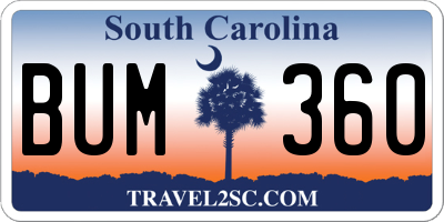 SC license plate BUM360