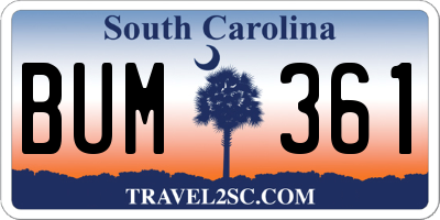 SC license plate BUM361