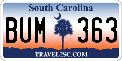 SC license plate BUM363