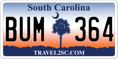 SC license plate BUM364