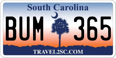 SC license plate BUM365