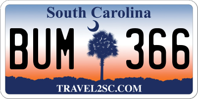 SC license plate BUM366