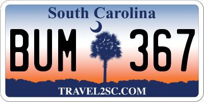 SC license plate BUM367