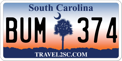 SC license plate BUM374