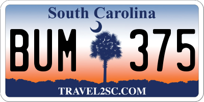 SC license plate BUM375