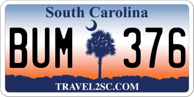 SC license plate BUM376