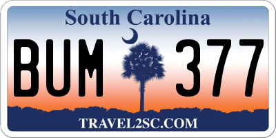 SC license plate BUM377