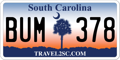 SC license plate BUM378