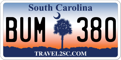 SC license plate BUM380